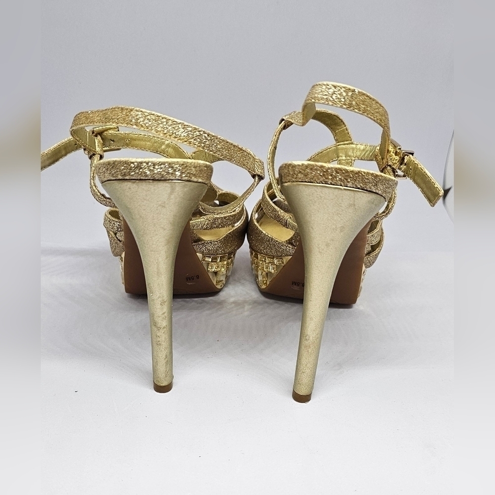 Gianni Bini Gold Glitter Strappy Sandals - Size 8.5 - Picture 4 of 10